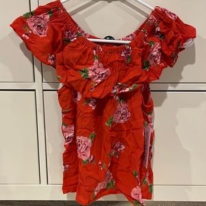 Girls red size 12 off the shoulder top.